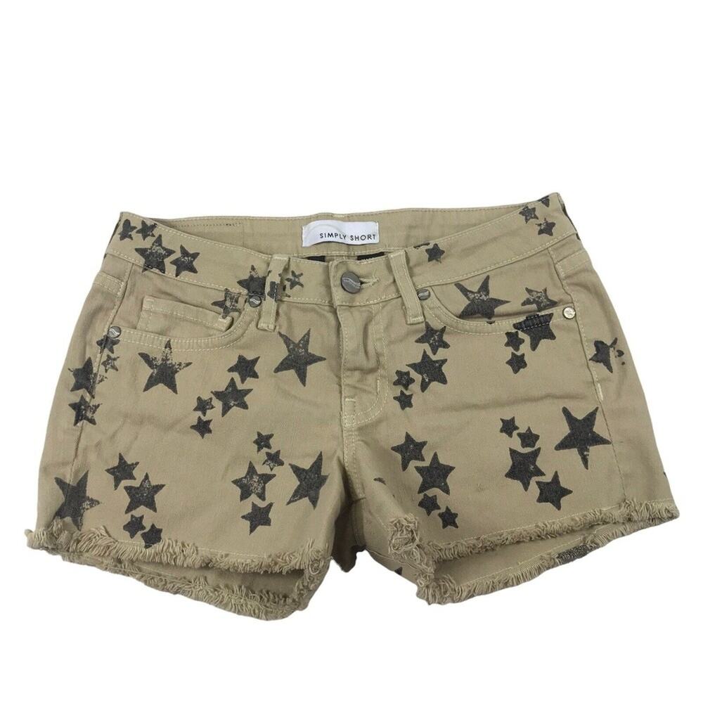 star shorts tan and black Frayed Hem made‎ in usa Size 25